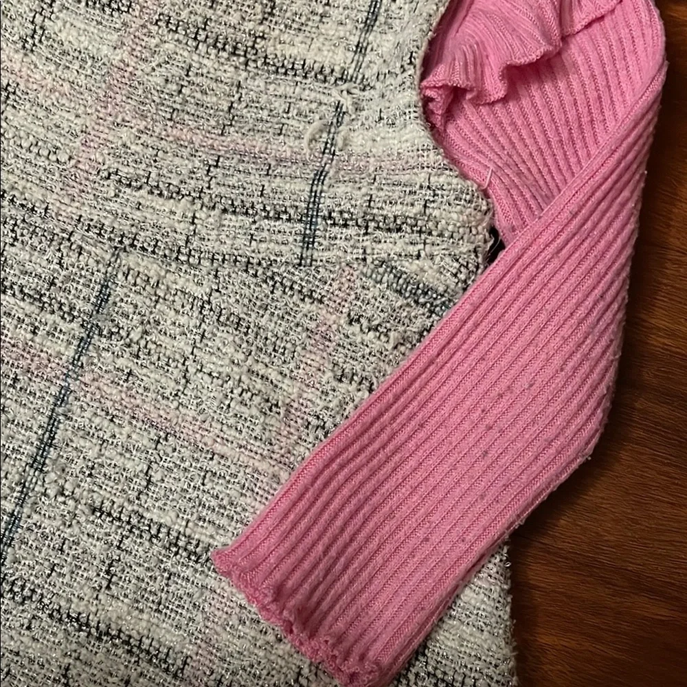 Baby Girl Pink and Gray Plaid Dress with Ruffled Sleeves